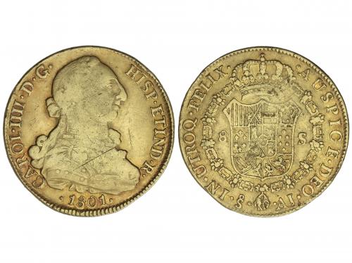 CARLOS IV. 8 Escudos. 1801. SANTIAGO. A.J. 26,85 grs. Busto 
