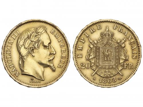 FRANCIA. 20 Francos. 1868-A. NAPOLEÓN III. PARÍS. 6,40 grs. 