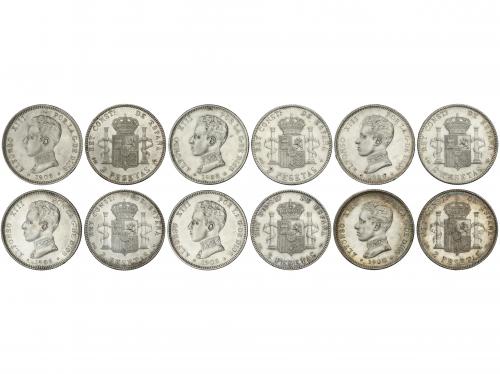 ALFONSO XIII. Lote 6 monedas 2 Pesetas. 1905 (*19-05). S.M.-