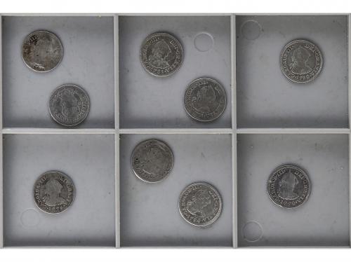 CARLOS III. Lote 9 monedas 1/2 Real. 1771 a 1784. MÉXICO. A 