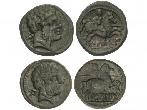 MONEDAS HISPÁNICAS. Lote 2 monedas As. 120-20 a.C. BELIGIOM 