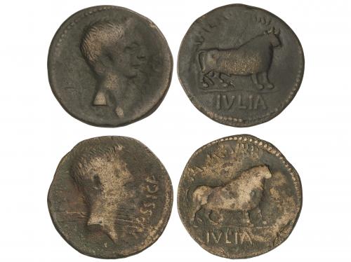 MONEDAS HISPÁNICAS. Lote 2 monedas AS. 27 a.C.-14 d.C. ÉPOCA