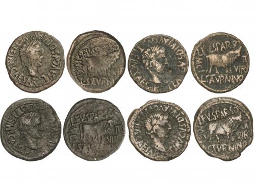 MONEDAS HISPÁNICAS. Lote 4 monedas As. 14-36 d.C. ÉPOCA DE T