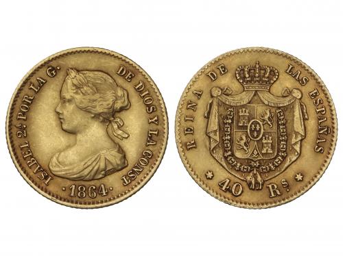 ISABEL II. 40 Reales. 1864. MADRID. 3,35 grs. (Pequeñas rayi
