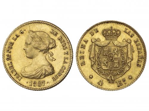 ISABEL II. 4 Escudos. 1867. MADRID. 3,33 grs. (Leves golpeci