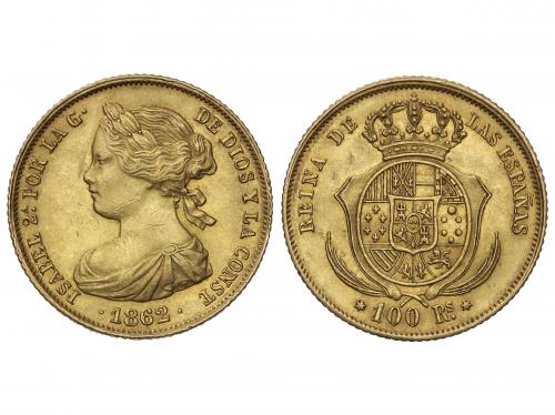 ISABEL II. 100 Reales. 1862. MADRID. 8,37 grs. (Leves golpec