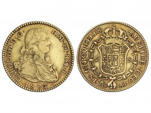 CARLOS IV. 2 Escudos. 1807. MADRID. A.I. 6,68 grs. (Hojitas)
