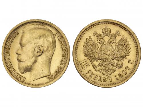 RUSIA. 15 Rublos. 1897-AG. NICOLAS II. SAN PETERSBURGO. 12,8