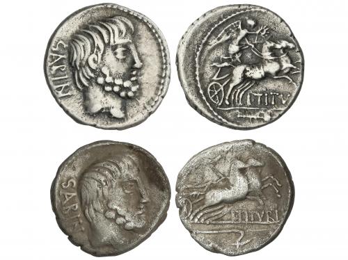 REPÚBLICA ROMANA. Lote 2 monedas Denario. 89 a.C. TITURIA. L