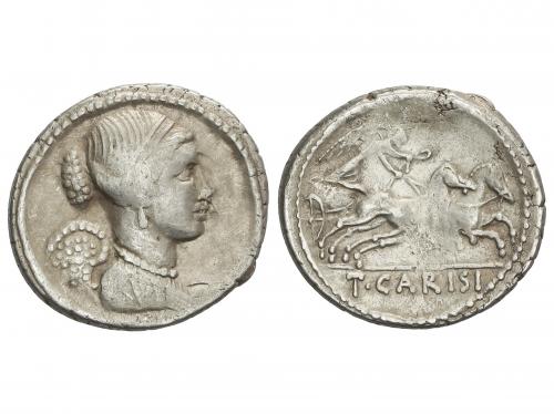 REPÚBLICA ROMANA. Denario. 46 a.C. CARISIA. T. Carisius. Anv