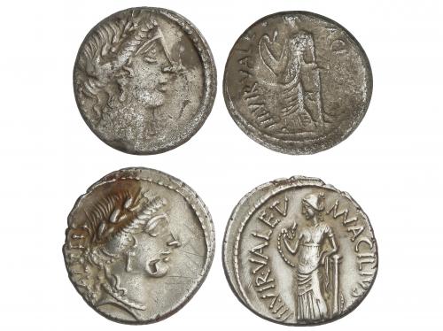 REPÚBLICA ROMANA. Lote 2 monedas Denario. 55 a.C. ACILIA. Ma