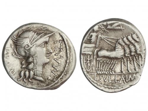 REPÚBLICA ROMANA. Denario. 82 a.C. MANLIA. L. Manlius Torqua