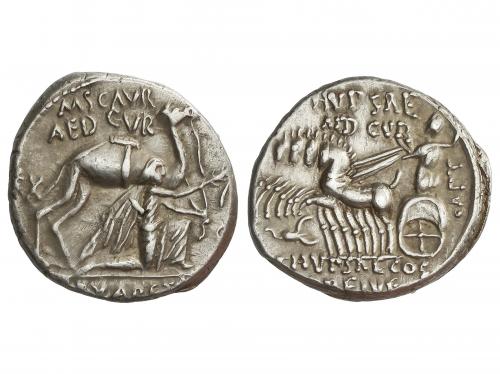 REPÚBLICA ROMANA. Denario. 58 a.C. AEMILIA. M. Aemilius Scau