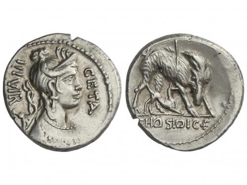 REPÚBLICA ROMANA. Denario. 68 a.C. HOSIDIA. C. Hosidius C.f.