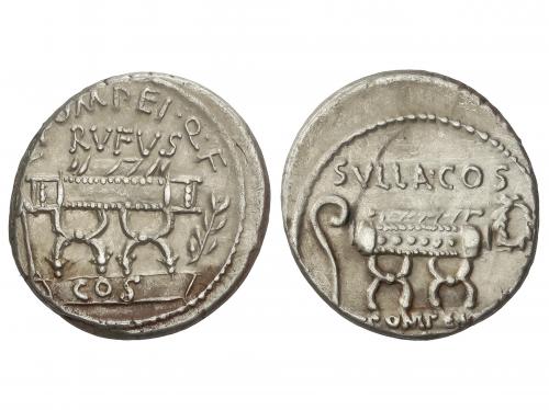 REPÚBLICA ROMANA. Denario. 54 a.C. POMPEIA. Q. Pompeius Rufu