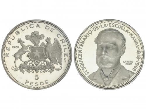 CHILE. 5 Pesos. 1968. 22,5 grs. AR. Con certificado GMA NUMI