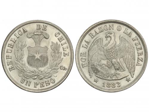 CHILE. 1 Peso. 1883. SANTIAGO. 24,86 grs. AR. Brillo origina