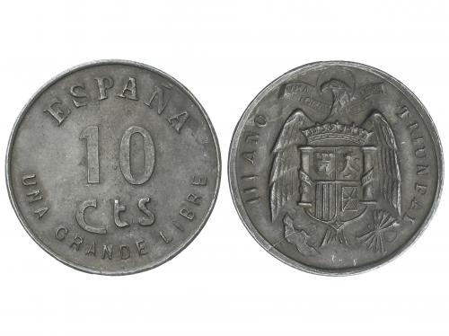 ESTADO ESPAÑOL. 10 Céntimos. III AÑO TRIUNFAL. BURGOS. 4,96 
