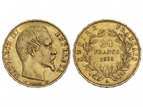 FRANCIA. 20 Francs. 1855-A. NAPOLEÓN III. PARIS. 6,42 grs. A