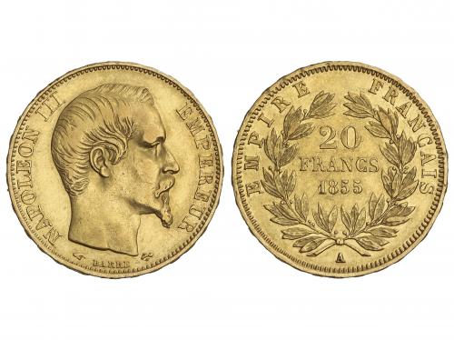 FRANCIA. 20 Francs. 1855-A. NAPOLEÓN III. PARIS. 6,45 grs. A