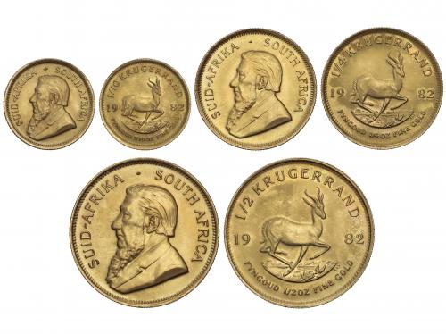 SUDÁFRICA. Lote 3 monedas 1/10, 1/4, 1/2 Krugerrand. 1982. 3