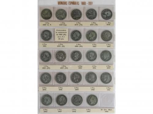 LOTES CENTENARIO. Lote 23 monedas 1 Peseta. 1869 a 1905. GOB