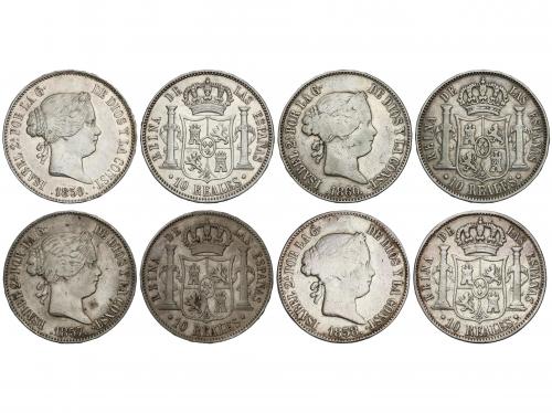 ISABEL II. Lote 4 monedas 10 Reales. 1857, 58, 59, 60. MADRI