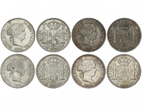 ISABEL II. Lote 4 monedas 10 Reales. 1861, 62, 63, 64. MADRI