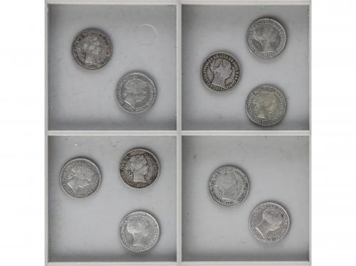 ISABEL II. Lote 10 monedas 1 Real. 1852, 53, 54, 55, 57 (2),