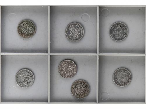 ISABEL II. Lote 7 monedas 2 Reales. 1850, 51, 52, 53 (2), 63