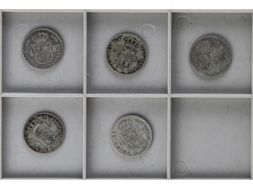 ISABEL II. Lote 5 monedas 4 Reales. 1853, 59, 60, 61, 64. BA