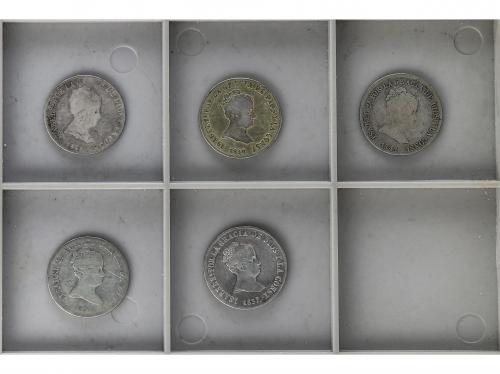 ISABEL II. Lote 5 monedas 4 Reales. 1835, 37, 38 (2), 41. SE
