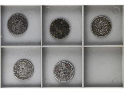 ISABEL II. Lote 5 monedas 4 Reales. 1843, 52, 53, 63, 64. SE