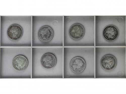ISABEL II. Lote 8 monedas 40 Céntimos de Escudo. 1864, 65 (3