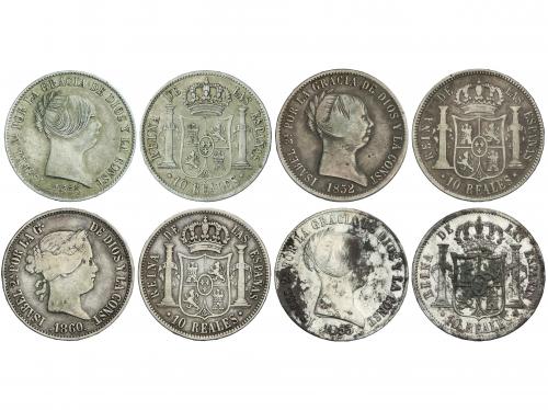 ISABEL II. Lote 4 monedas 10 Reales. 1852, 1853, 1855, 1860.