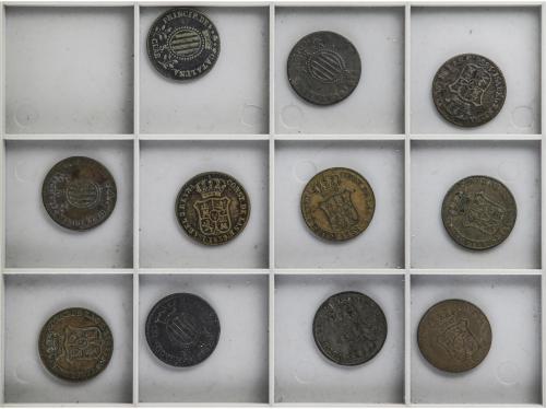 ISABEL II. Lote 11 monedas 3 Cuartos. 1836 (2), 37, 38, 39, 