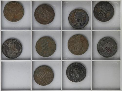 ISABEL II. Lote 10 monedas 6 Cuartos. 1838, 41 (2), 42, 43, 