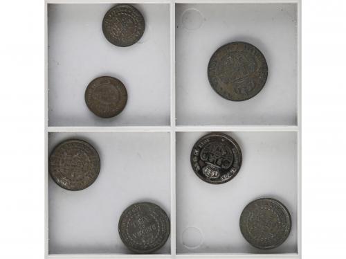 ISABEL II. Lote 7 monedas 1/2 (2), 1 (4), Doble Décima de Re