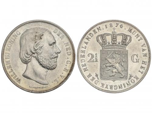 HOLANDA. 2 1/2 Gulden. 1874. WILLEM III. 24,89 grs. AR. (Lev