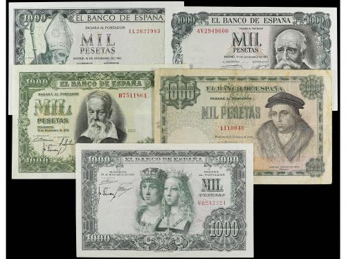 ESTADO ESPAÑOL. Lote 5 billetes 1.000 Pesetas. 1946 a 1971. 