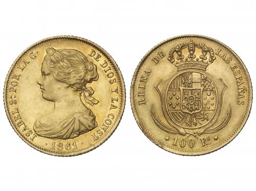 ISABEL II. 100 Reales. 1861. MADRID. 8,32 grs. (Pequeños gol