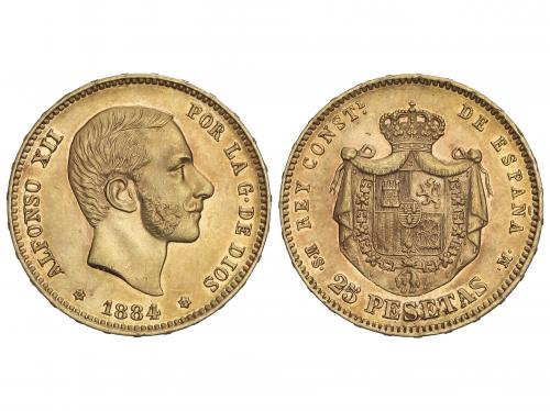 ALFONSO XII. 25 pesetas. 1884 (*18-84). M.S.-M. (Leves rayit