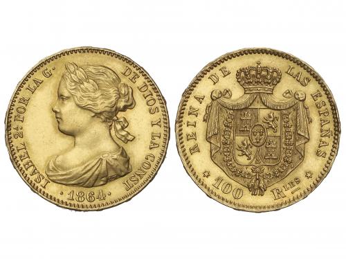 ISABEL II. 100 Reales. 1864. MADRID. 8,35 grs. (Leves golpec