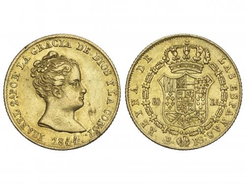 ISABEL II. 80 Reales. 1844. BARCELONA. P.S. 6,73 grs. (Golpe