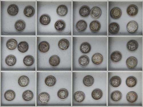 ISABEL II. Lote 40 monedas 1 Real. 1839 a 1864. BARCELONA, M