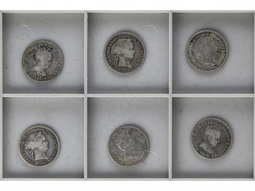 ISABEL II. Lote 6 monedas 4 Reales. 1836, 1849 (2), 1858, 18
