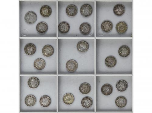 ISABEL II. Lote 26 monedas 1 Real. 1838 a 1862. BARCELONA, M