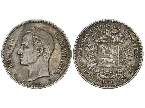 VENEZUELA. 50 Centavos. 1876. SIMÓN BOLIVAR. 12,46 grs. AR. 