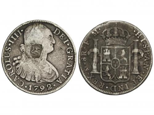 CARLOS IV. 8 Reales. 1792. MÉXICO. F.M. 26,21 grs. AR. Resel