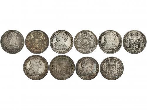 CARLOS III. Lote 5 monedas 8 Reales. 1772 a 1788. MÉXICO. 17